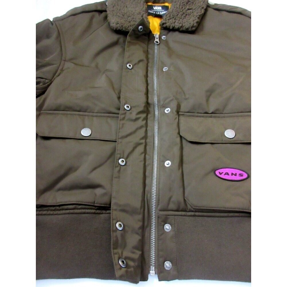 Vans x Curren x Knost Women's Full Zipper Bomber Jacket Demitasse Brown NWT - Picture 4 of 6